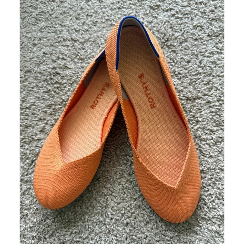 Rothy's Women's The Flat Tangerine Orange Round Toe Slip On Flats Size 8 Preppy